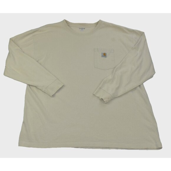 Carhartt K125 Men's Shirt Size XXL Beige Heavyweight Work Long Sleeve  -Flaws- - Picture 1 of 12